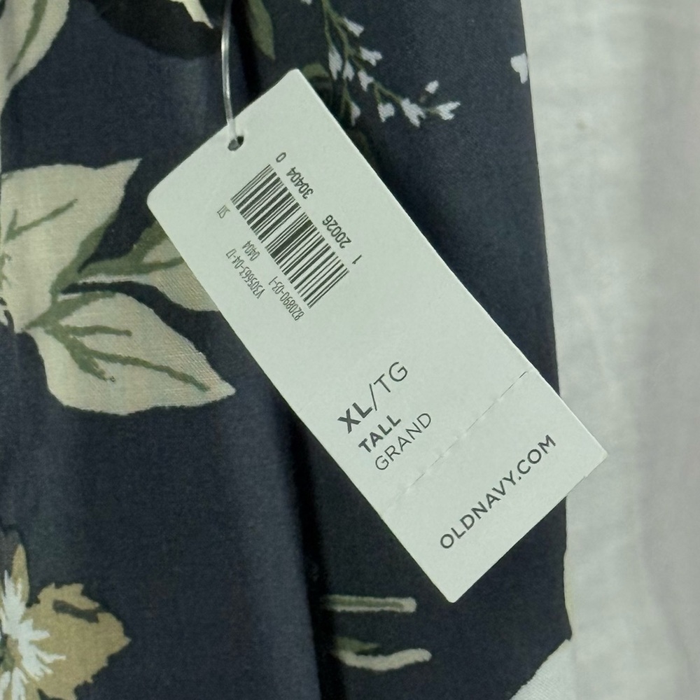 NWT Old Navy XL Tall Grey Floral Shift Dress Long Sleeve Ruffle Cuff Rayon - Picture 4 of 10